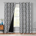 Beauoop 100% Blackout Curtains 96 Inches Long 2 Panels for Bedroom Living Room Grey Moroccan Geo Room Darkening Thermal Insulated Soundproof Grommet Top Window Treatments Drapes, 50x96 Set of 2 by Beauoop