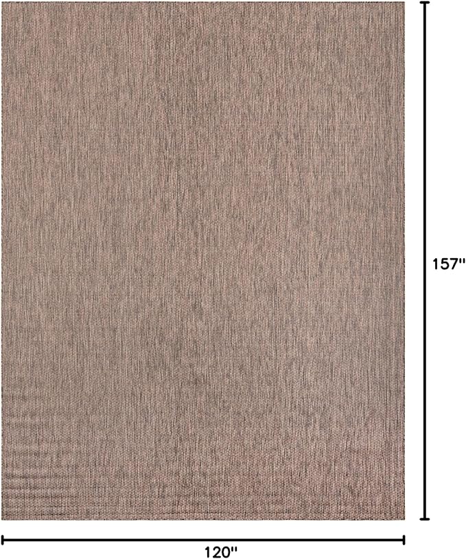Unique Loom Outdoor Solid Collection Area Rug (10' x 13' 1" Rectangle Light Brown/Ivory) - Image 2