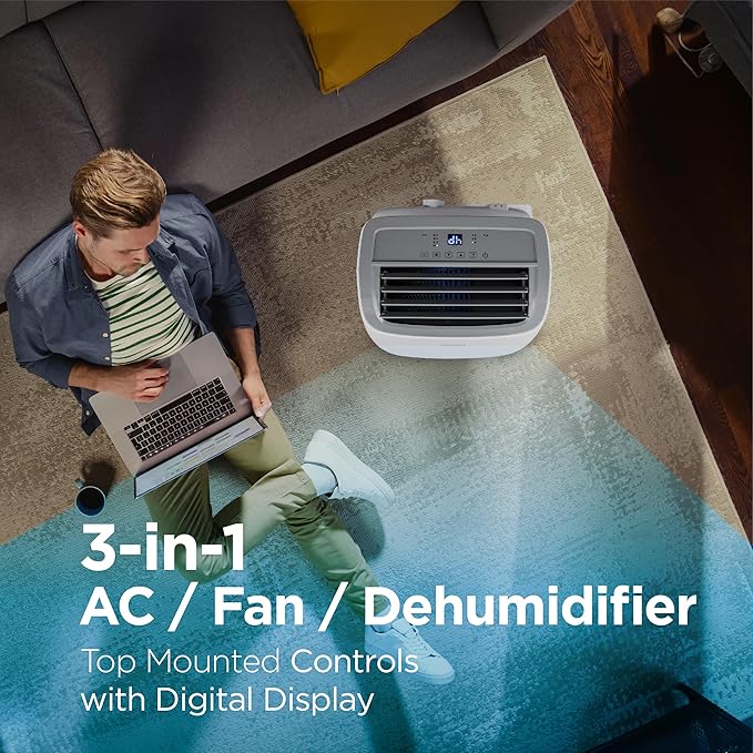 BLACK+DECKER Portable Air Conditioner, 10,000 BTU (6,300 BTU SACC) for Rooms up to 450 Sq. Ft., Portable AC with Follow Me Remote Control and Window Kit, BPACT10WT, White - Image 4