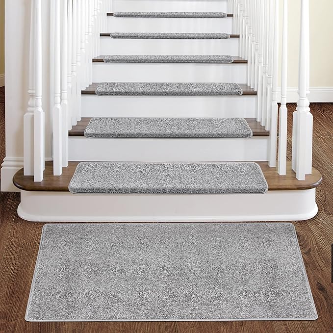 PURE ERA Carpet Stair Tread Landing Mat Tape Free Self Adhesive Non Slip Skid Resistant Indoor Doormat Area Rug Floor Mat for Kitchen Bathroom Workstations Washable 2' X 3' (Light Gray) - Image 2
