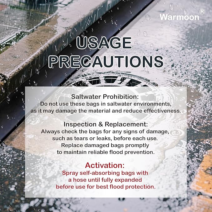 Warmoon 10ft Self-Absorbing Flood Barriers - Ideal for Home Doorways, Garage Floors & Commercial Entrances, Quick Water Activation (10ft (Pack of 1)) - Image 4