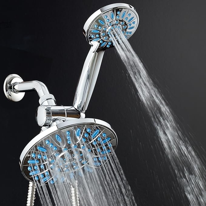 Antimicrobial/Anti-Clog High-Pressure 30-setting Rainfall Shower Combo by AquaDance with Microban Nozzle Protection from Growth of Mold Mildew & Bacteria for Stronger Shower! Wave Blue - Image 6