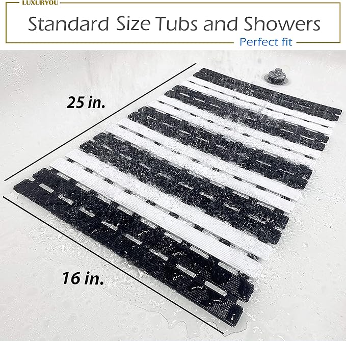 Non Slip Bathtub Mat | Double-Layered Shower Floor Mats with Suction Cups | Improved Drainage + Easy Dry Construction | Non-Toxic, BPA, Latex, Phthalate, PVC Free (Piano) - Image 6