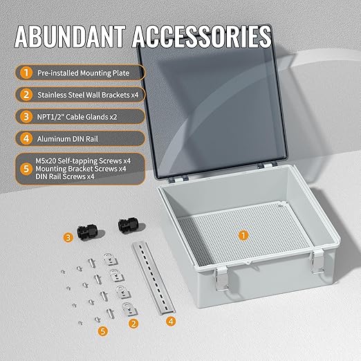 Joinfworld Outdoor Waterproof Electrical Box 13x13x5 Nema Box Weatherproof Plastic Electrical Box Outdoor WiFi Enclosure for Electrical Connection WiFi Router - Image 5