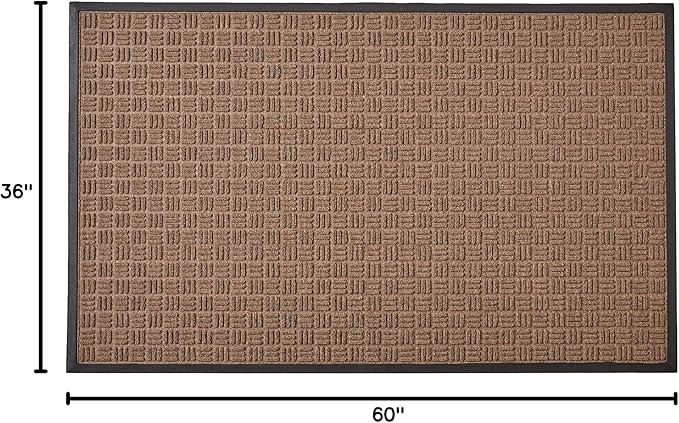 Kempf Water Retainer Front Door Mat, 36” x 60”, Brown, Outdoor Indoor Entrance, Non-Slip, Low Profile, Natural Rubber Doormat, Traps Dirt and Moisture - Image 3