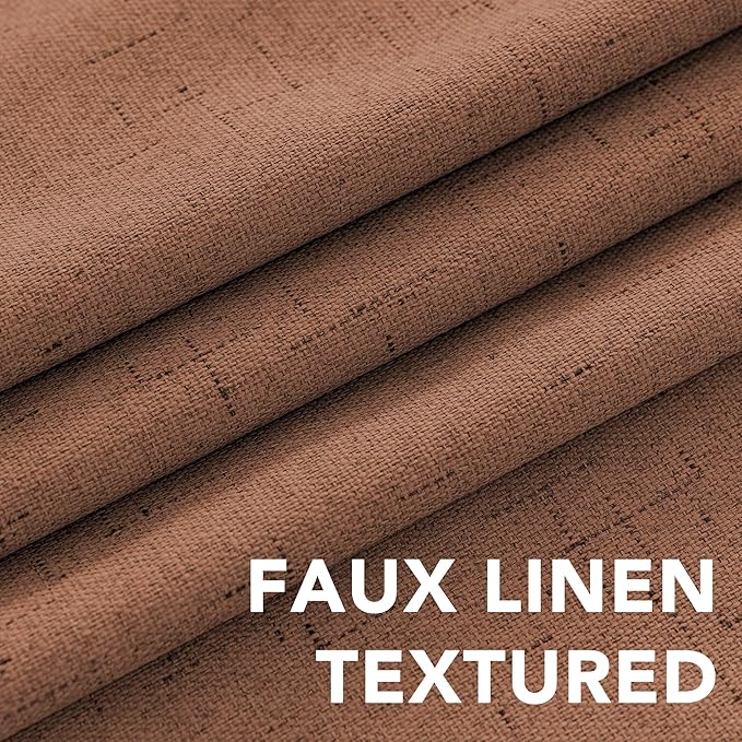 H.VERSAILTEX 100% Blackout Curtains for Bedroom Thermal Insulated Linen Textured Curtains Heat and Full Light Blocking Drapes Living Room Curtains 2 Panel Sets, Washed Spice, 52x54 Inch - Image 4