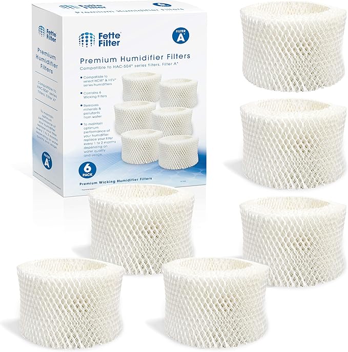 Fette Filter -Premium Humidifier Filters Compatible with Honeywell Humidifier Filter HAC-504, HAC-504AW & Honeywell Filter A & Cool Mist Humidifiers- Pack of 6 by Fette+Filter