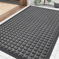 Smiry Front Door Mat Outside Entrance, Heavy Duty Natural Rubber Doormat, Non Slip, Trap Dirt and Moisture, Easy Clean, Low Profile Welcome Floor Mats for Indoor Outdoor Entry, 35x23 Inch, Grey by Smiry