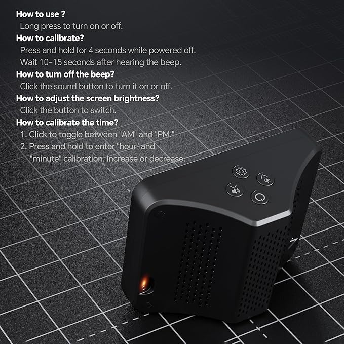 16-in-1 Air Quality Monitor Indoor with 7AQI Beep Alarm, CO2 Monitor, Air Quality Detector with PM1.0 | PM2.5 | PM10 | Temp | HUM | Formaldehyde | VOC Tester for Home Office Plant (Soft Black) - Image 8