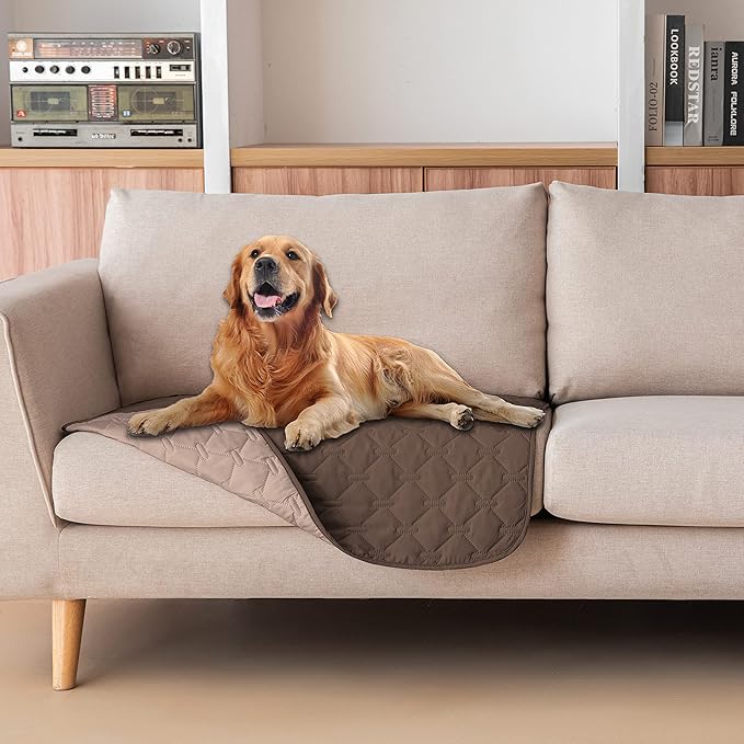 gogobunny 100% Double-Sided Waterproof Dog Bed Cover Pet Blanket Sofa Couch Furniture Protector for Puppy Large Dog Cat, Reversible (30x30 Inch (Pack of 1), Dark Chocolate/Light Chocolate) by gogobunny