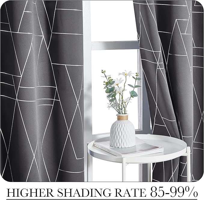 NICETOWN Blackout Curtains for Living Room - Foil Printed Shiny Stripes Pattern Thermal Insulated Blackout Drapes for Bedroom Kitchen Loft Cafe Window (2 Panels, 52" Wide by 63" Long) - Image 4