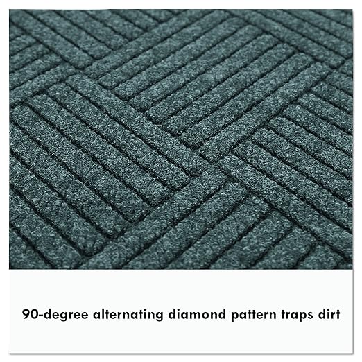 8uardian EcoGuard Diamond w/Double Fan Indoor Wiper Floor Mat, Recycled Plactic and Rubber, 3'x6', Charcoal Black - Image 7