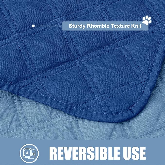 Smiry Waterproof Dog Bed Cover Pet Blanket, Soft Washable Dog Blanket for Furniture Bed Couch Sofa Reversible, Checkered (82"x82", Navy/Blue) - Image 4
