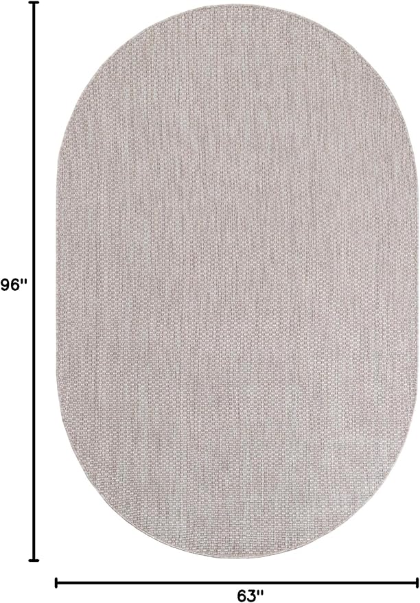 Unique Loom Outdoor Solid Collection Area Rug (5' 3" x 8' Oval Beige/Ivory) - Image 2