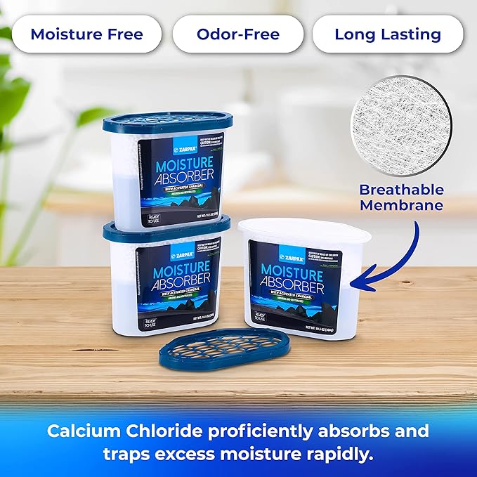 Moisture Absorber Activated Charcoal 10.5 oz/300g | Removes Moisture, Damp, Humidity & Odors | Odor Absorber | Moisture Trap for Bathroom, Closet, Kitchen & Small Spaces | Set of 6 - Image 4