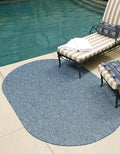 Unique Loom Collection Casual Transitional Solid Heathered Indoor/Outdoor Flatweave Area Rug (3' 3" x 5' 3" Oval, Blue/Navy Blue) by UniqueLoom