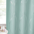 NICETOWN Aqua Blue Curtain Panels 63 inch Long for Dining Room and Patio, W52 x L63 inch, Wave Line Foil Print Design Pattern Drapes for Apartment Wall Decor, 2 Panels by NICETOWN