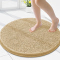 Smiry Luxury Chenille Round 24x24, Extra Soft and Absorbent Shaggy Bathroom Mat Rugs, Machine Washable, Non-Slip Plush Carpet for Tub, Shower, and Bath Room, Beige by Smiry