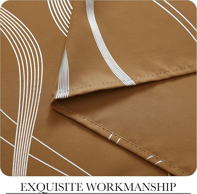 NICETOWN Gold Brown Blackout Curtains 63 inch Long for Fall, Energy Saving Thermal Insulated Foil Print Patterned Design Drapes for Kitchen, W52 xL63, 2 Panels - Image 5