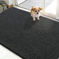 OLANLY Dog Door Mat for Muddy Paws 48x30, Absorbs Moisture and Dirt, Absorbent Non-Slip Washable Doormat, Quick Dry Chenille Mud Mat for Dogs, Entry Indoor Entryway Carpet for Inside Floor, Dark Grey by OLANLY