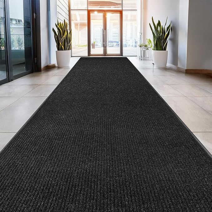 MaxMat® Industrial Grade Doormat - Extra Large, Heavy Duty, Waterproof, Indoor/Outdoor, Easy to Clean Floor Mat (4 x 10 Feet, Black, MXM-RIB0410BK) by MaxMat