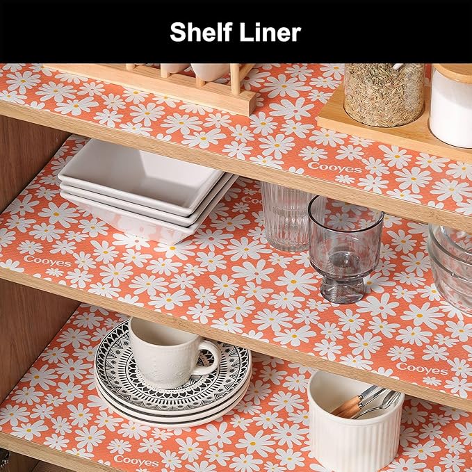 Cooyes Shelf Liner – Premium Non-Adhesive Cabinet & Drawer Liner for Kitchen – Waterproof Shelf Paper with Modern Pattern – Durable EVA Cabinet Mat – Easy to Cut （12" W x 240" L） - Image 2