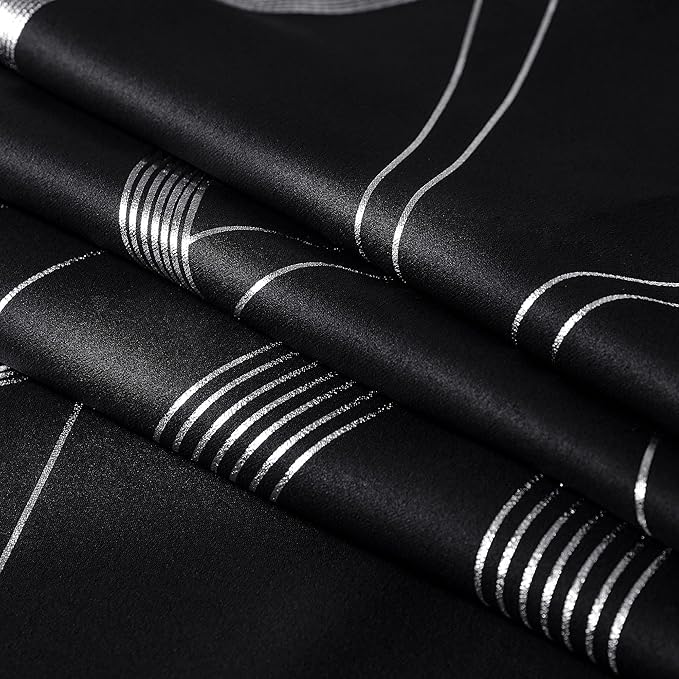 NICETOWN Black Out Curtains 120 inch Long 2 Panels Burg, 52x120 Extra Long Blackout Drapes for Living Room Office Window, Foil Printed Wave Lines Energy Saving Thermal Insulated Draperies for Bedroom - Image 8