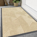 Smiry Front Door Mat Outside Entrance, Heavy Duty Sturdy Natural Rubber Doormat, Trap Dirt and Moisture, Easy Clean Low Profile Welcome Floor Mats for Indoor Outdoor Entry, 59x34 Inch, Beige by Smiry