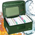 JUNDUN Index Card Holder with Lock,Collapsible Fireproof Index Card Box fits 1200 3x5-Inch Flash Cards - Business, Recipe, or Note Card Storage Boxes - Green by JUNDUN