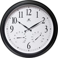 Infinity Instruments 24 inch Classic Black Wall Clock Thermometer Humidity Outdoor | Round Outdoor Wall Clock | Outdoor Indoor Thermometer Clock Hygrometer | Great for Garage, Patio, Pool, Outdoors by InfinityInstruments