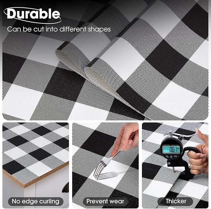 Drawer and Shelf Liner, Non-Slip Kitchen Cabinet Liners Non-Adhesive Thick Strong Grip Waterproof Washable Mats Protect Dresser Shelves Cupboard Bathroom Cabinets, Buffalo Plaid, 18 in X 10 FT - Image 5
