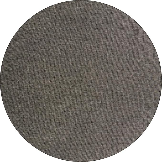 Unique Loom Collection Casual Transitional Solid Heathered Indoor/Outdoor Flatweave Area Rug (13' Round, Black/Ivory) - Image 3