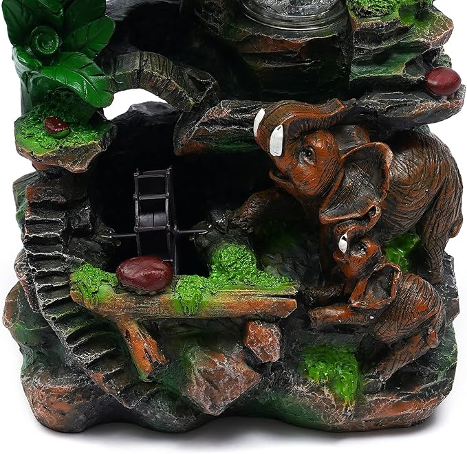 Tabletop Rockery Fountain Indoor Waterfall Bonsai Desktop Mini Rockery Water Fountain with Automatic Pump and LED Light, Home Office Bedroom Humidifier Desk Decorate (Style 12) - Image 8