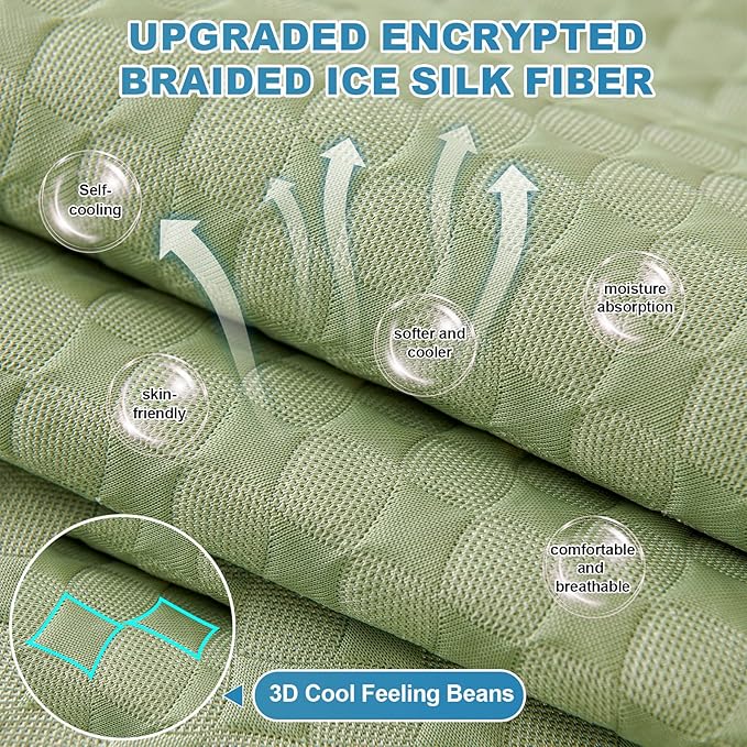 OTOB Cooling Dog Couch Cover Ice Silk Fiber, Washable & Non Slip Sofa Slipcovers Mat, Soft Couch Cover Cooling Mat, Durable Pet Friendly Furniture Protector Covers (Green, 28"*70") - Image 2
