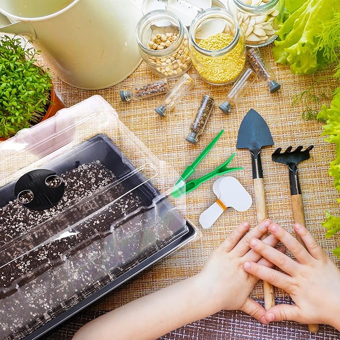 6 Packs Seed Starter Tray Kits with Humidity Dome, Plastic Germination Growing Trays with Plants Labels, Planting Tools for Seeds Growing Starting, Germination and Seedling Propagation - Image 7