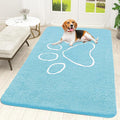 OLANLY Dog Door Mat for Muddy Paws 59x35, Paw Print Design, Absorbs Moisture and Dirt, Absorbent Non-Slip Washable Doormat, Quick Dry Chenille Mud Mat for Dogs, Entry Indoor Entryway Carpet, Blue by OLANLY