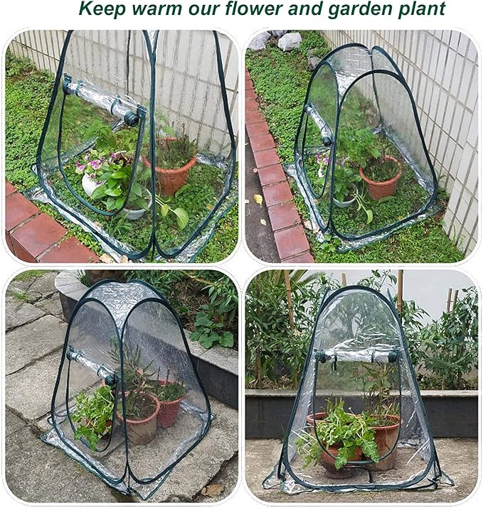 porayhut Pop Up Greenhouse Cover Flower House Mini Gardening Plant Flower Sunshine Room Room,Backyard PVC Greenhouse Cover for Cold Frost Protector Gardening Plants - Image 4