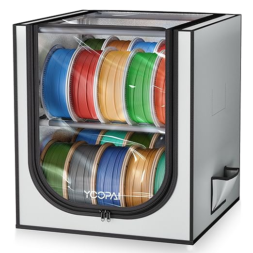YOOPAI 3D Printer Filament Storage Box with Desiccants - 2 Tiers Metal Filament Storage Rack with Cloth Cover,Holds Up to 24 Rolls of Filaments - 3D Filament Holder for Home, Office Workshop, Studio by YOOPAI