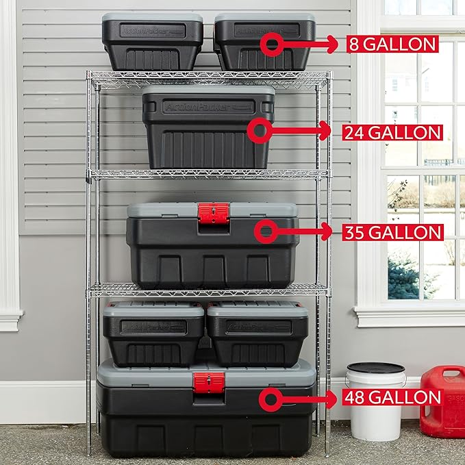 Rubbermaid® ActionPacker®️ 8 Gal Lockable Storage Box Pack of 4, Outdoor, Industrial, Rugged, Grey and Black - Image 10