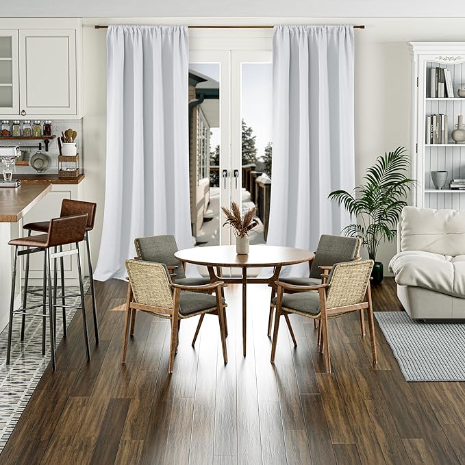 BGment Long Blackout Curtains for Living Room 108 Inch Length, Full Room Darkening Thermal Insulated Noise Reducing Bedroom Window Curtains with Rod Pocket, 2 Panels, Each 52 Inch Wide, Greyish White - Image 2