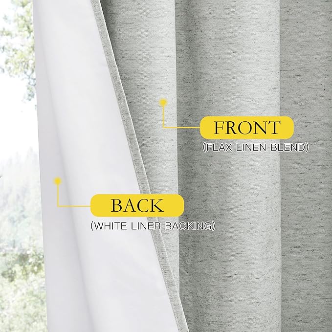 NICETOWN Grey 100% Blackout Curtain Panels, Set of 2, 42" Wide by 45" Long, Thermal Insulated White Thermal Insulated Liner Drapes for Nursery, Noise Reducing and Heat Blocking Drapes for Windows - Image 5