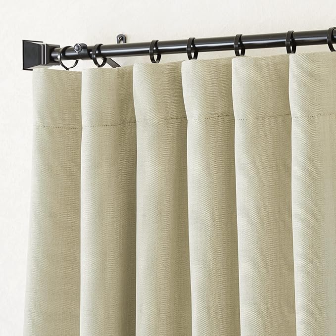 NICETOWN Room Darkening Faux Linen Beige Curtains 108 inches Long, Pinch Pleated Light Blocking Noise Reducing Thermal Insulated Curtains for Living Room/Bedroom, W52 x L108, 2 Panels - Image 2