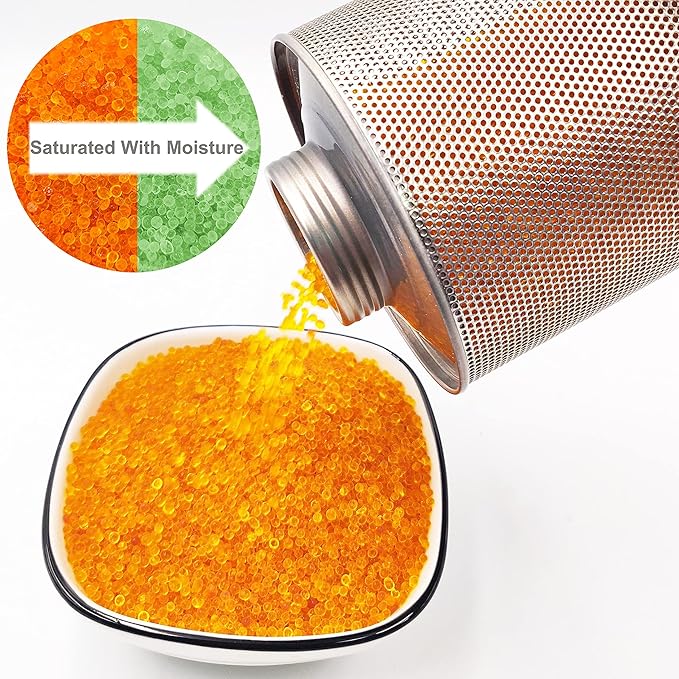 750 Grams 3 Pack Gun Safe Dehumidifier, Reusable Canister Desiccant Dehumidifier, Rechargeable 1.65 Lbs Indicating Silica Gel Orange To Green, Pack of 3 - Image 3