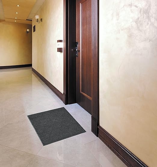 Guardian EcoGuard Diamond Indoor Wiper Floor Mat, Recycled Plactic and Rubber, 3'x4', Charcoal Black - Image 2