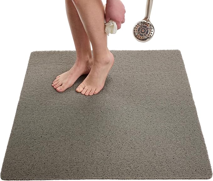 ENKOSI Loofah Square Shower Mat - Non Slip Shower Mats for Inside Shower - Extra Large 31x31 Shower Floor Mat Non Slip - Square Bath Mat for Shower - Secure Anti Slip Shower Bathroom Mat (31x31 Gray) by ENKOSI