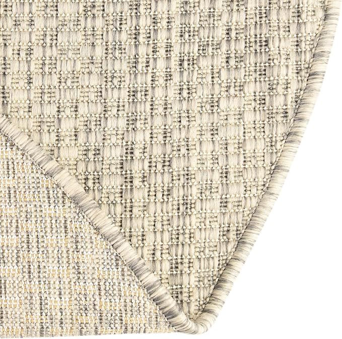 Unique Loom Collection Casual Transitional Solid Heathered Indoor/Outdoor Flatweave Area Rug (7' 10" x 10' Oval, Light Gray/Ivory) - Image 7
