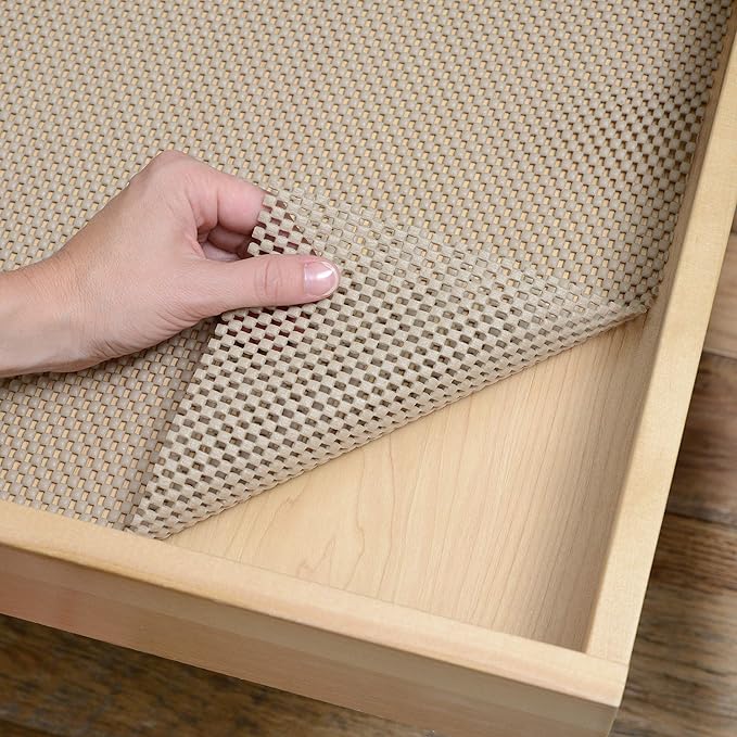 Con-Tact Brand Grip Premium Shelf Liner, Thick and Non-Adhesive Drawer Liner, Multi-Purpose and Easy to Use, 18" x 10', Stone, Pack of 1 - Image 4