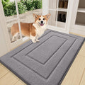 Smiry Dog Door Mat for Muddy Paws, Absorbs Moisture and Dirt, Low-Profile Entryway Mat with Non-Slip Backing, Entry Indoor Outdoor Doormat for Inside Floor (36x24 Inches, Grey, Bordered) by Smiry