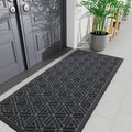 Smiry Front Door Mat Outside Entrance, Heavy Duty Sturdy Natural Rubber Doormat, Trap Dirt and Moisture, Easy Clean Low Profile Mats for Indoor Outdoor Entry, Grid Geometric (71x23, Grey) by Smiry