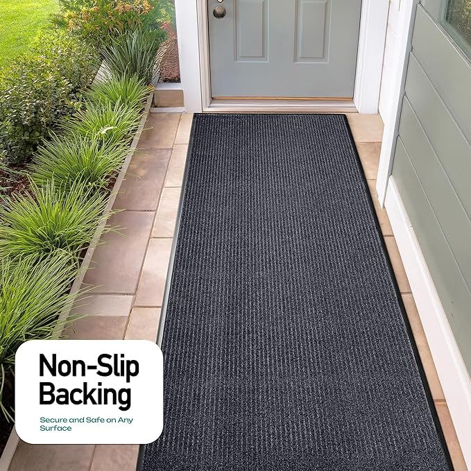 MaxMat® Commercial Entryway Mat - Large Rubber Heavy Duty Doormat, Indoor/Outdoor, Easy Clean, Waterproof Floor Mat (4 x 10 Feet, Grey, MXM-RIB0410GY) - Image 6